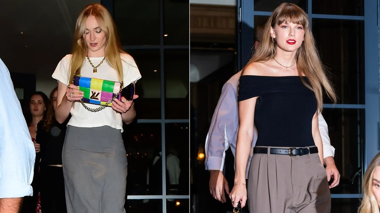 Sophie Turner and Taylor Swift leaving a hotel