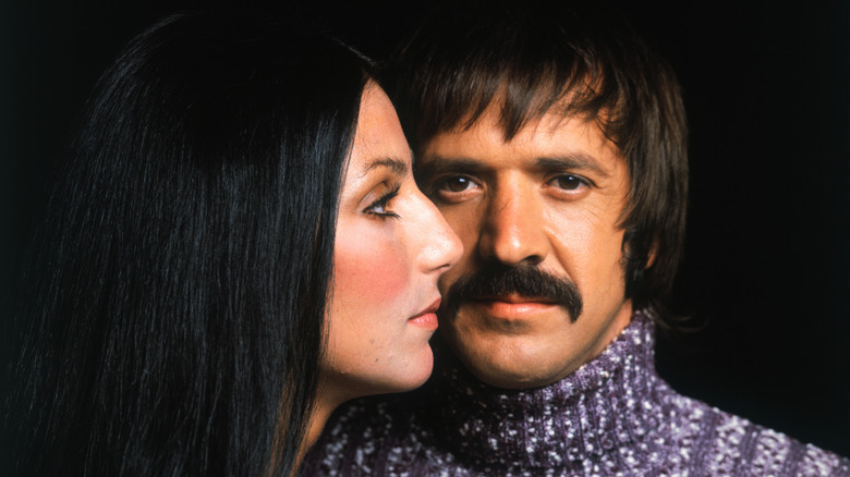 Sonny Bono and Cher in a press promo photo in 1972