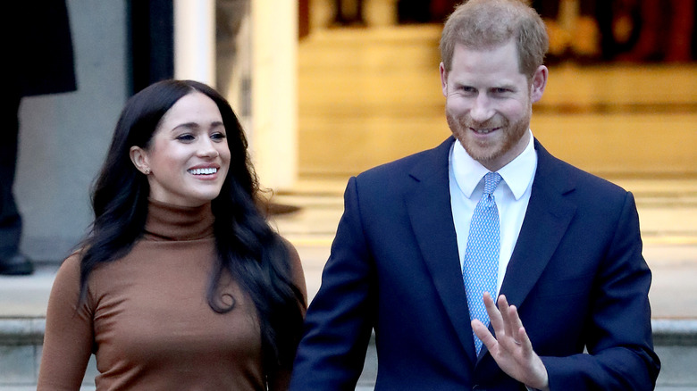 Prince Harry, Duke of Sussex and Meghan, Duchess of Sussex depart Canada House in London (2020)