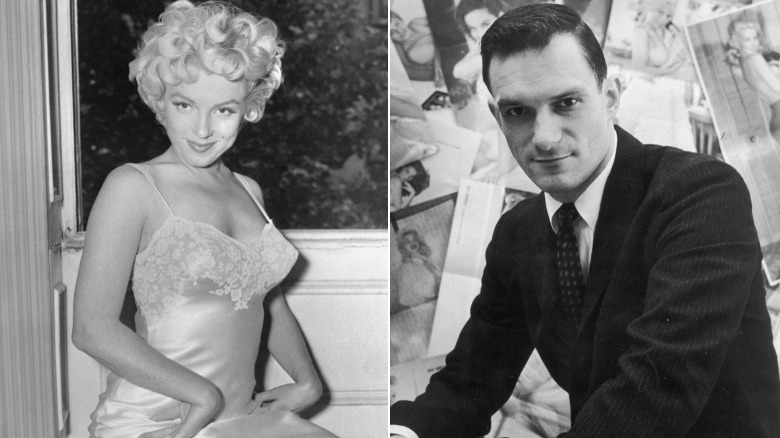 Marilyn Monroe and Hugh Hefner posing