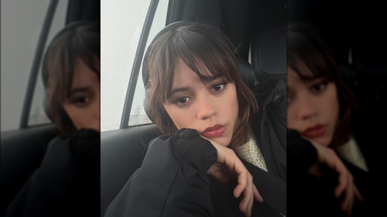 Jenna Ortega in a car