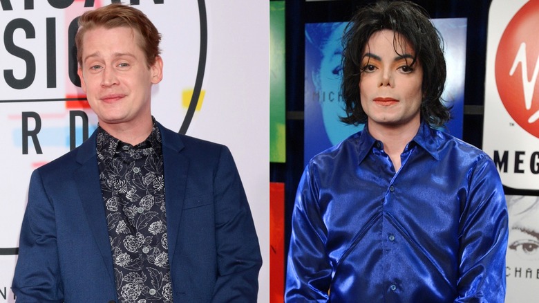 Macaulay Culkin and Michael Jackson posing