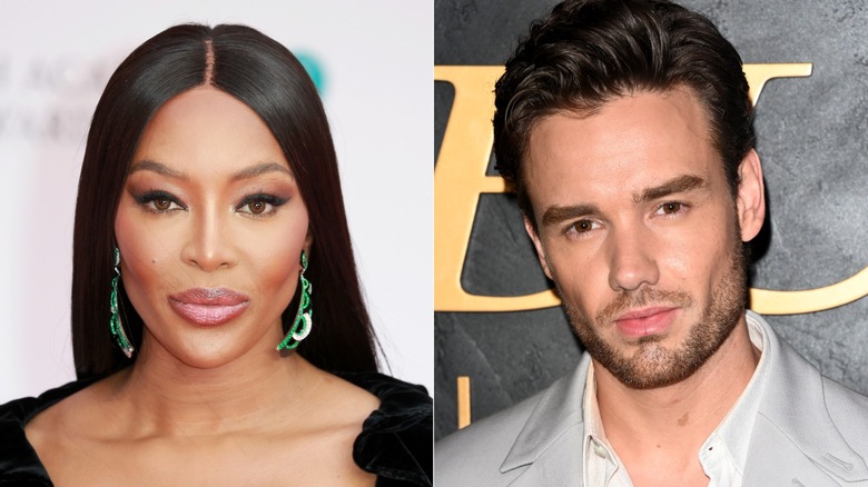 Naomi Campbell and Liam Payne looking straight ahead