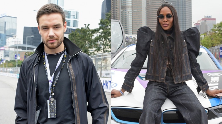 Liam Payne and Naomi Campbell posing outside