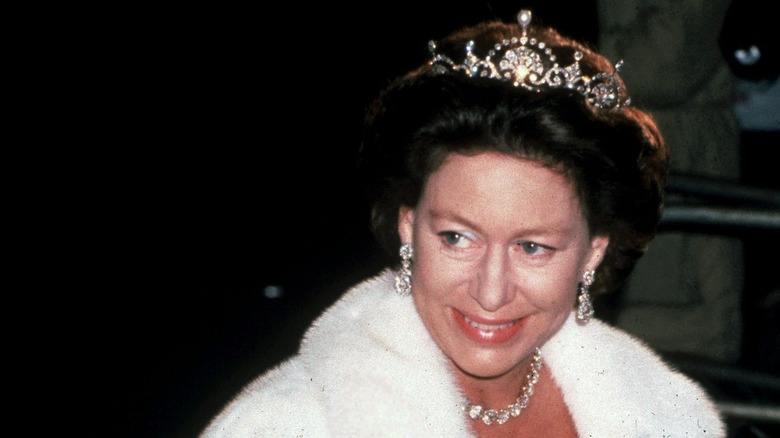 Princess Margaret wearing crown and smiling 