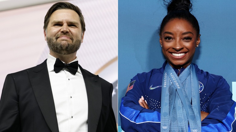 Side-by-side of Vice President JD Vance and Olympian Simone Biles