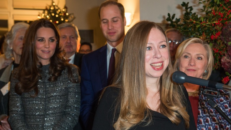 Kate Middleton, Prince William, Chelsea Clinton, Hillary Clinton smiling