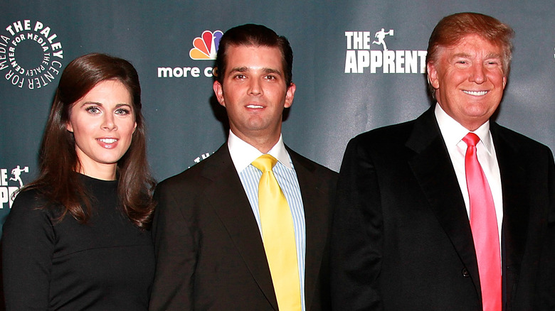 Erin Burnett, Donald Trump Jr., and Donald Trump in a group photo