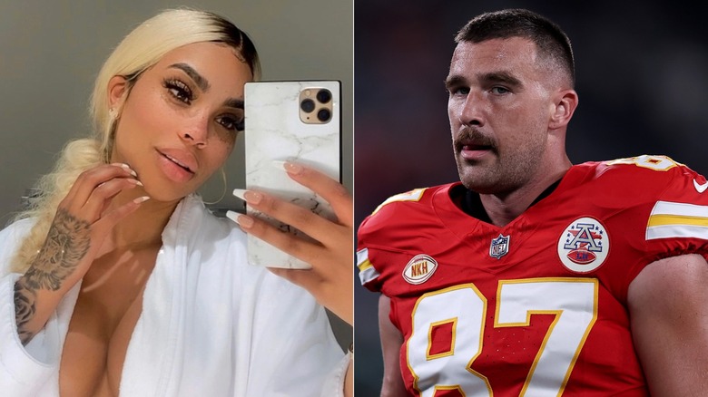 Maya Benberry selfie & Travis Kelce staring