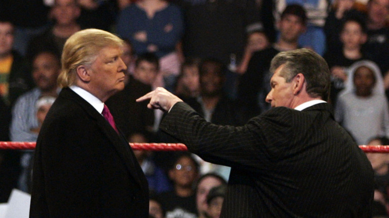 Vince McMahon pointing to Donald Trump.