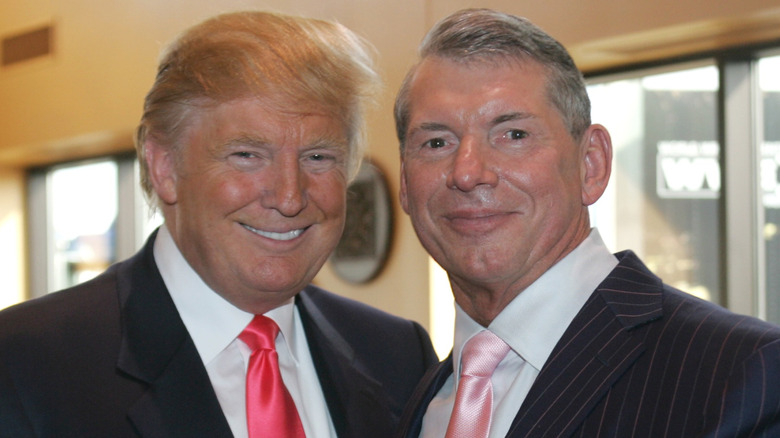 Vince McMahon and Donald Trump smiling alongside each other.