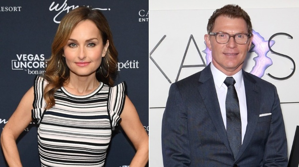 Bobby Flay and Giada De Laurentiis, split image