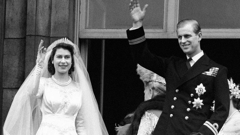 Queen Elizabeth and Prince Philip on their wedding day