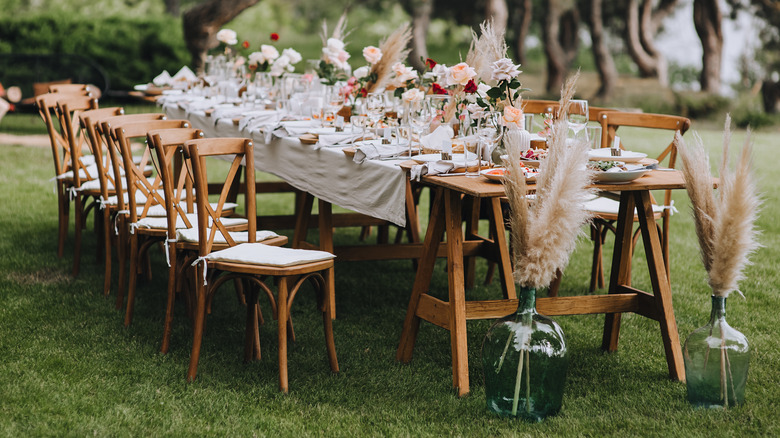 long decorated wedding table