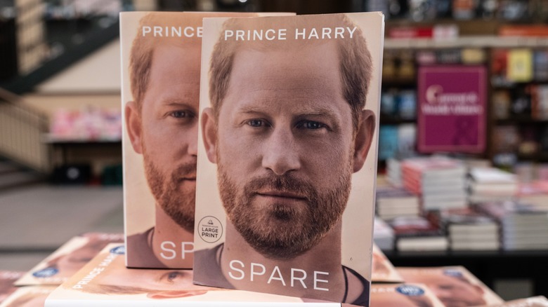 A bookstore display of Prince Harry's memoir