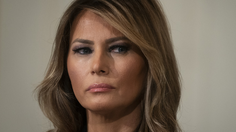 Melania Trump looking off to the side