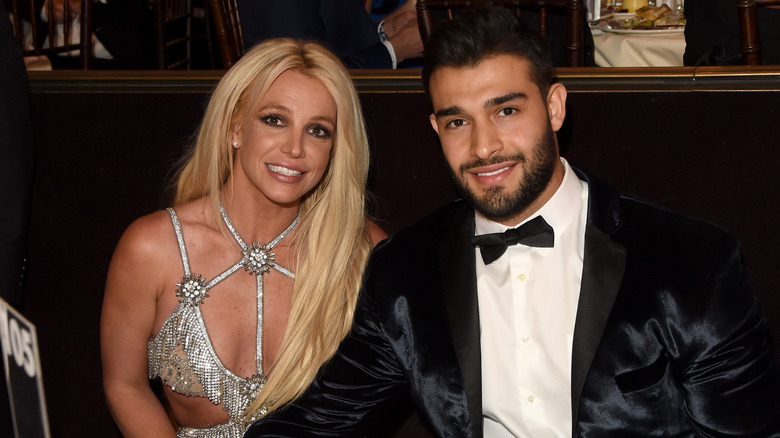 Britney Spears, Sam Asghari smiling