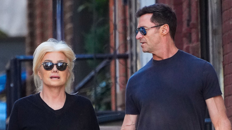 Hugh Jackman and Deborra-Lee Furness walking