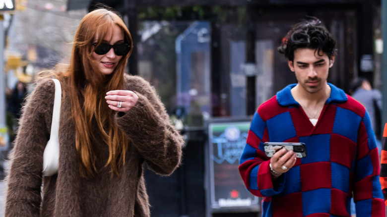 Joe Jonas and Sophie Turner walking