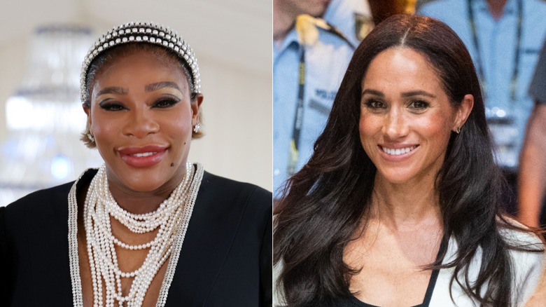 Serena Williams, Meghan Markle split image