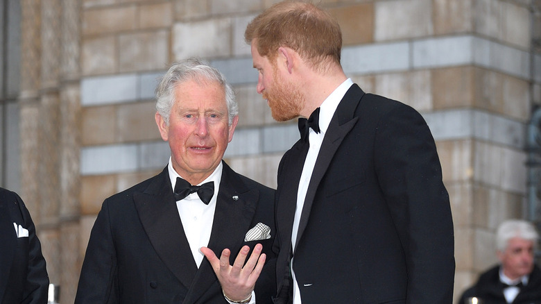 Prince Harry and King Charles talking