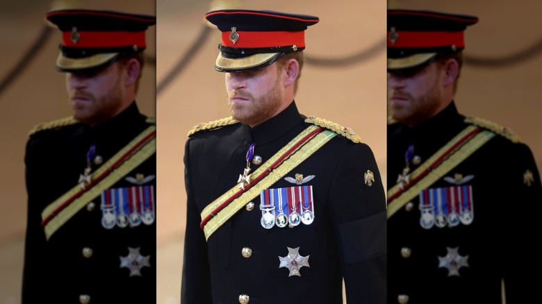 Prince Harry wearing his military suit