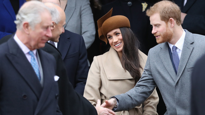 Royal family outside church