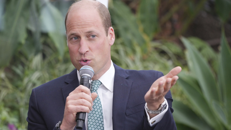 Prince William speaking into microphone