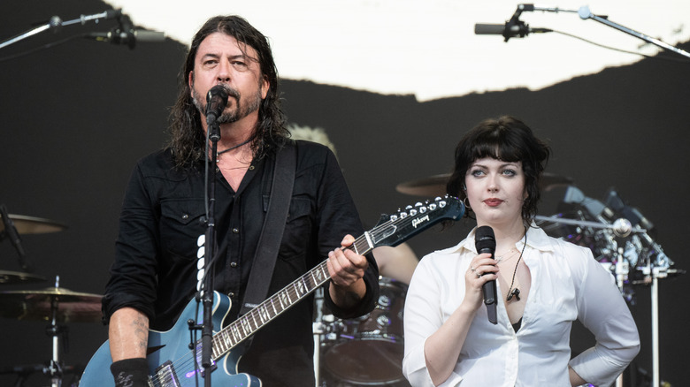 Dave Grohl performing with daughter Violet Grohl