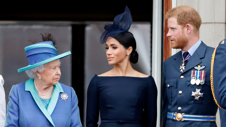 Queen, Meghan, and Harry