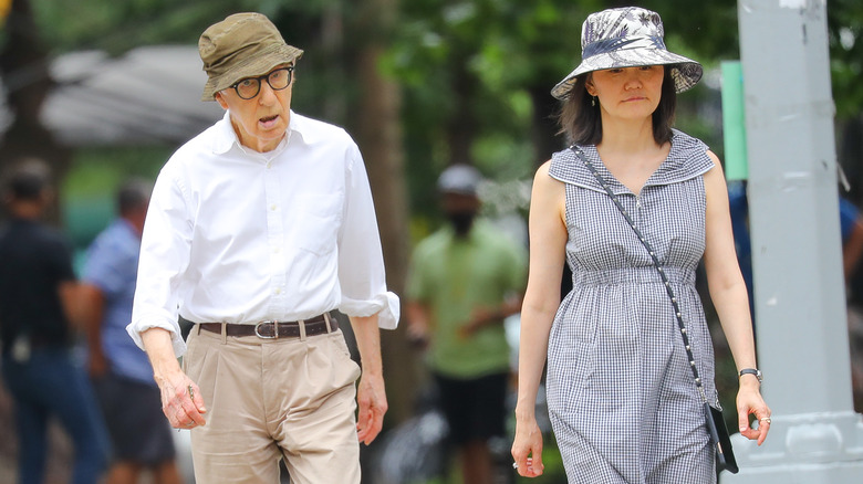 Woody Allen and Soon-Yi Previn on a walk