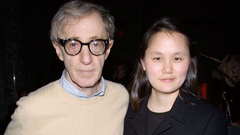 Woody Allen and Soon-Yi Previn posing 