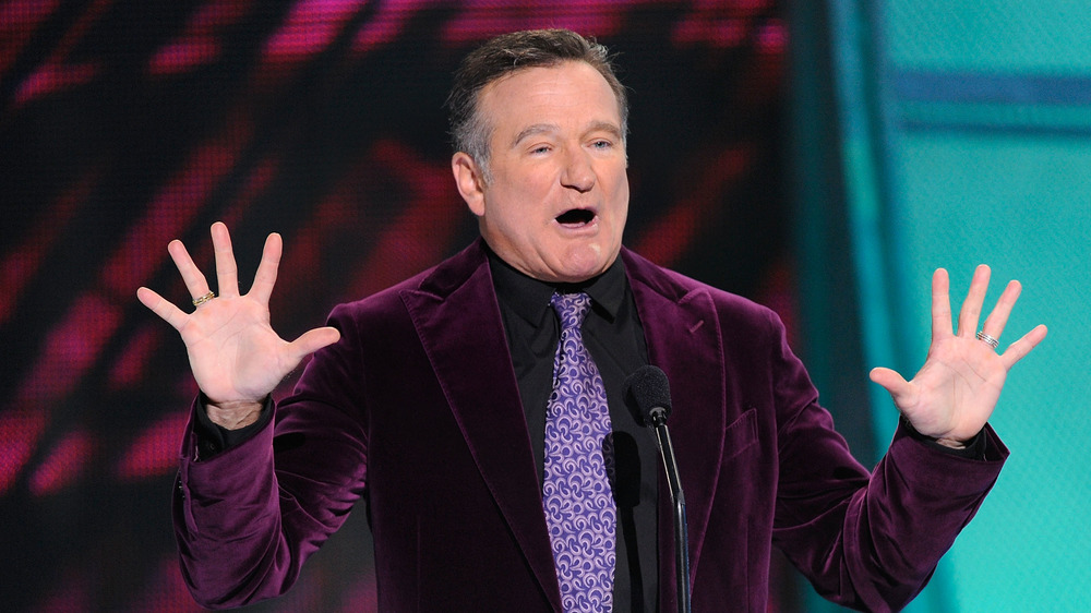 Robin Williams speaking on stage