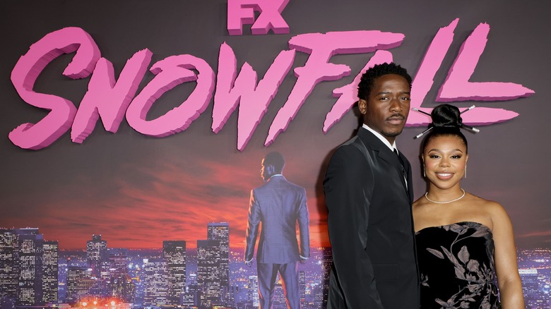 Damson Idris and Gail Bean posing at premiere