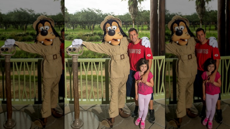 Adam Sandler and Sunny Sandler with Goofy at Disney