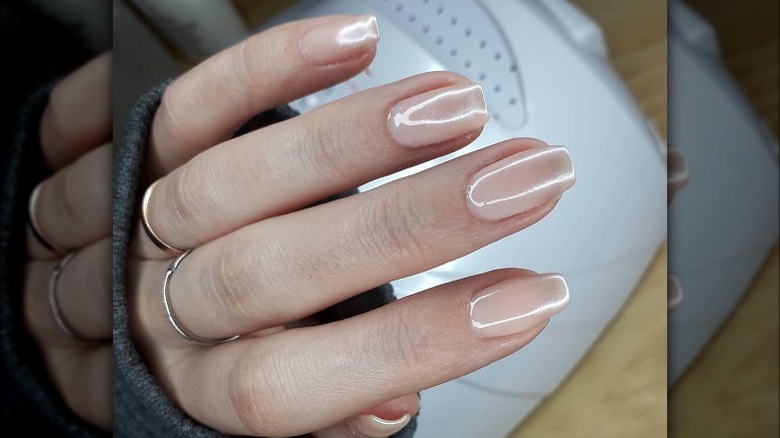 Natural satin slip manicure look