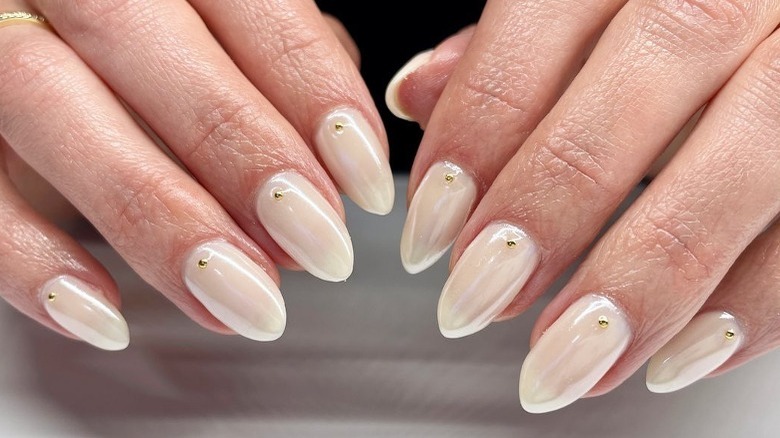 Satin slip bridal manicure 