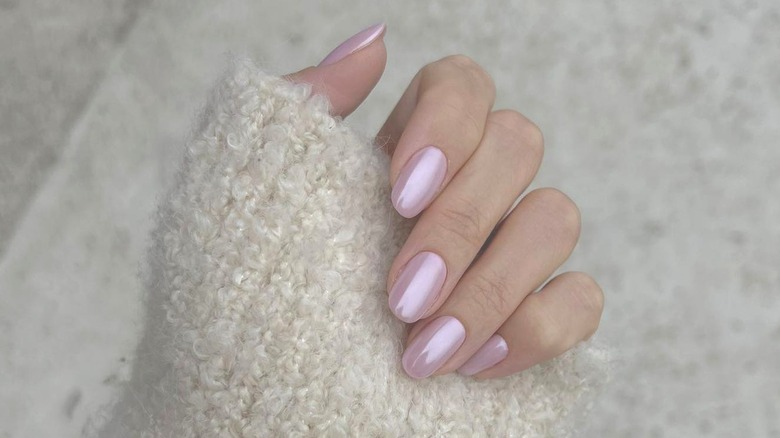 Satin slip manicure on nails