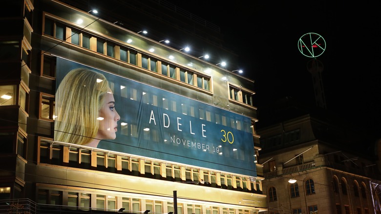 A billboard advertising Adele's latest album 