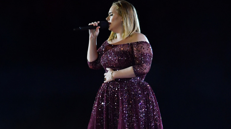 Adele performing in London, England