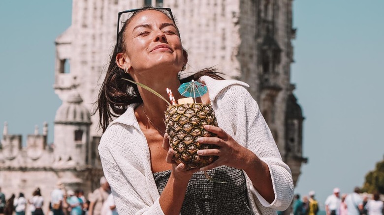 Aesha Scott with pineapple drink