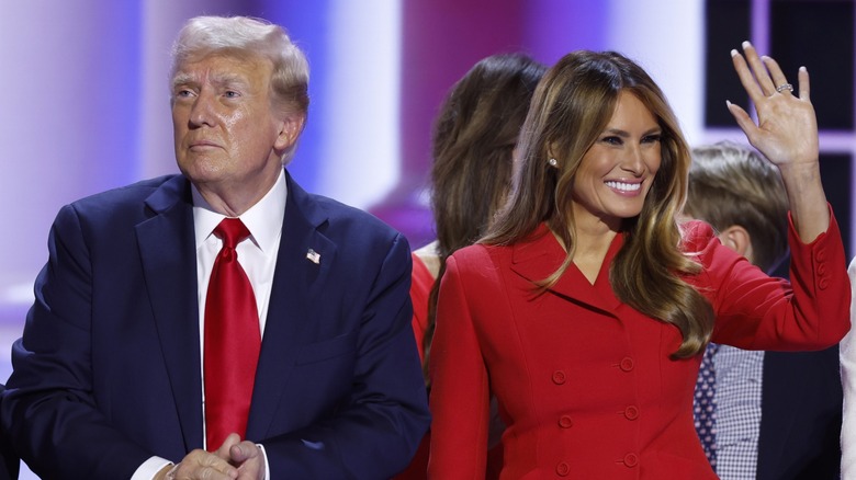 Donald Trump and Melania Trump onstage at the 2024 RNC