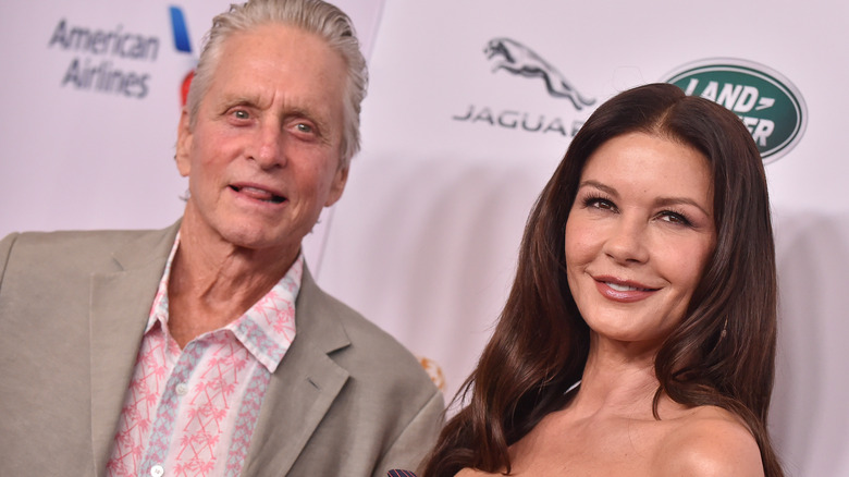 Michael Douglas and Catherine Zeta-Jones posing