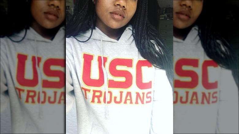 Leila Roker in a USC hoodie