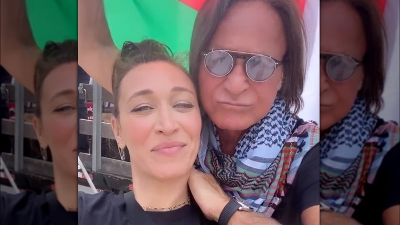 Alana Hadid and Mohamed Hadid at protest