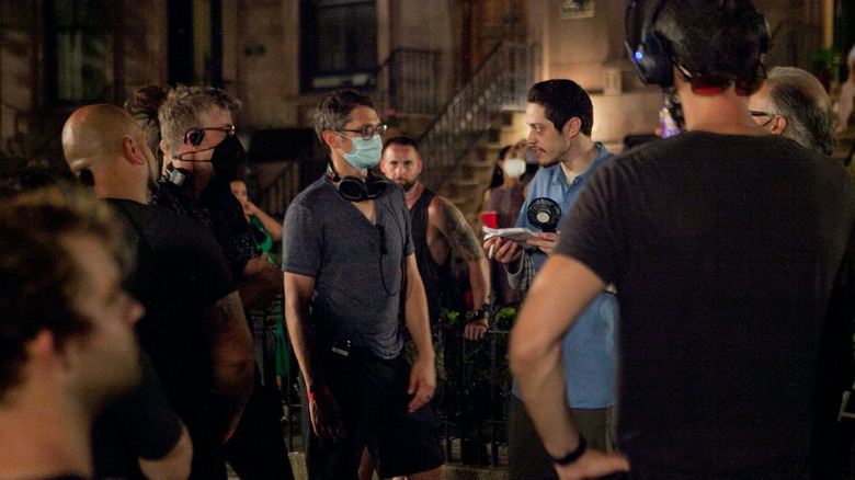 Alex Lehmann directing on the set of Meet Cute