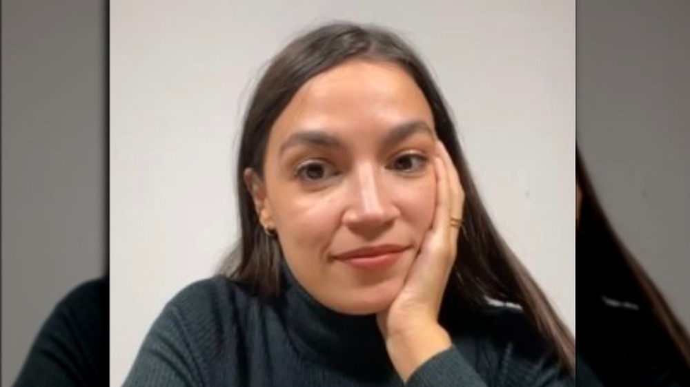 Alexandria Ocasio-Cortez on Instagram Live in turtleneck