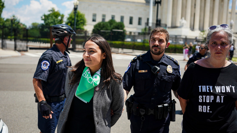 Alexandria Ocasio-Cortez at a Roe v. Wade protest