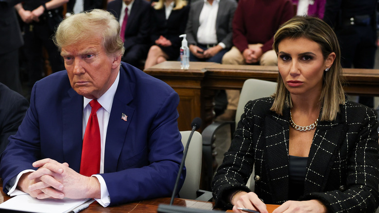 Donald Trump and Alina Habba sit side by side in court