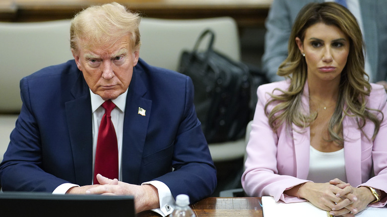 Donald Trump and Alina Habba sitting in court